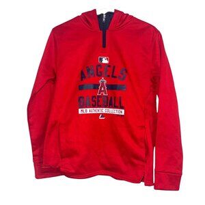 Majestic MLB Authentic Collection Red Los Angeles Angels Baseball Hoodie L 14/16